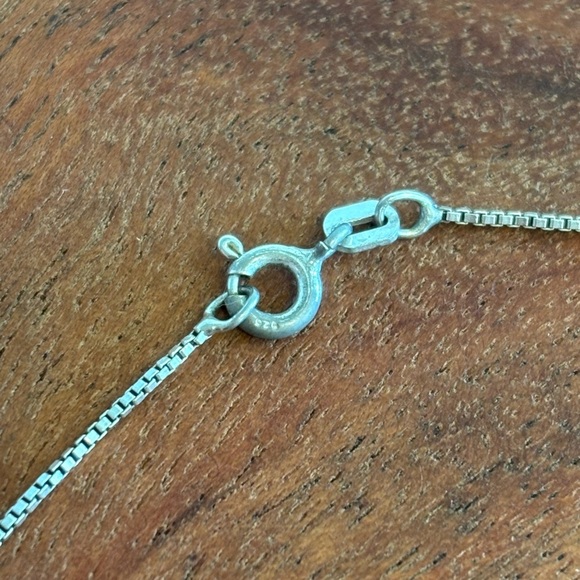 Sterling Silver Opal Pendant Necklace 925 Chain 17” Modern Double Circle Design - Picture 7 of 9